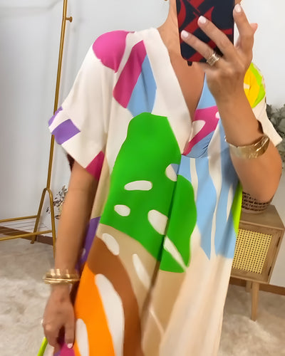 Roos™ - Lässiges Kleid mit Bunter Blattprint