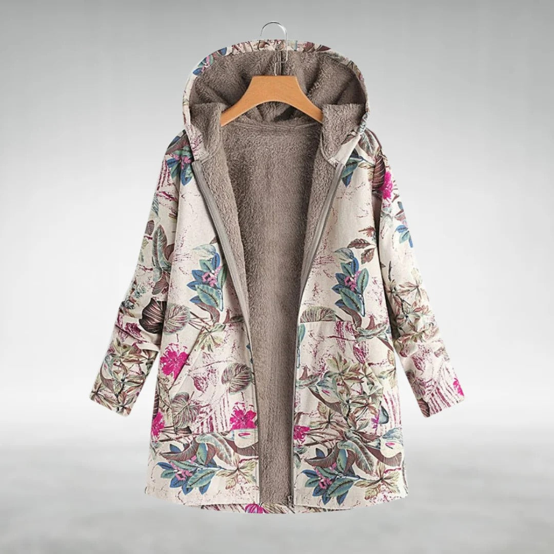 Andrea - Stilvolle Geblümte Fleecejacke