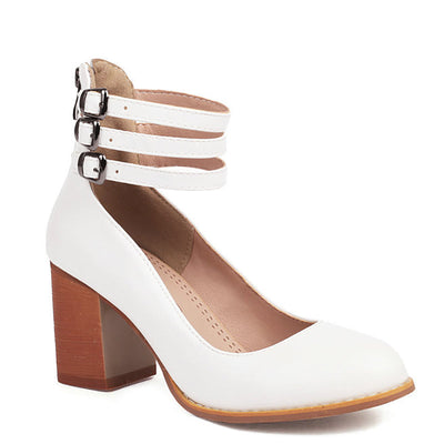 Caa™ - Glatte Sandalen mit Knöchelriemen und dickem Absatz