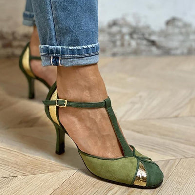 Alona™ - Dekolleté Patchwork mit T-Riemen und geschlossener Spitze