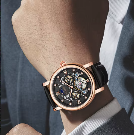 Elegante Leder Business Uhr