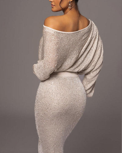Lucia™ – Elegantes gestricktes schulterfreies Maxikleid
