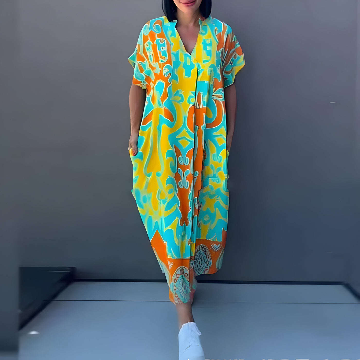 Helena™ - Maxi-Kleid mit buntem Print