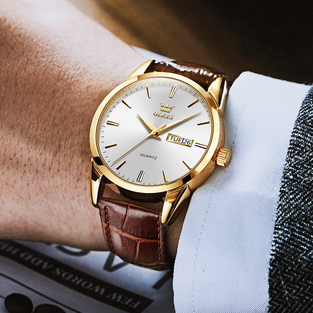 Luxuriöse Leder Business Uhr